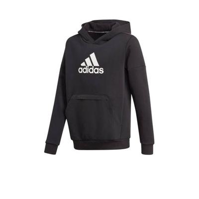 adidas Performance fleece sporthoodie zwart/wit