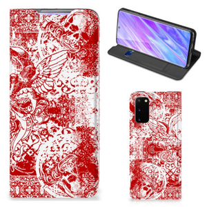 Mobiel BookCase Samsung Galaxy S20 Angel Skull Rood