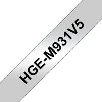 Brother HGe-M931V5 Labeltape Set van 5 stuks Tapekleur: Zilver (mat) Tekstkleur: Zwart 12 mm 8 m