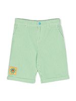 Stella McCartney Kids short rayé à logo appliqué - Vert