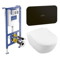 Villeroy & Boch Subway 2.0 pack wandcloset - directflush - diepspoel - slimseat zitting softclose & quickrelease - met inbouwreservoir - bedieningsplaat zwart mat - wit 92242700 / 922490AN / 5614R201 - thumbnail