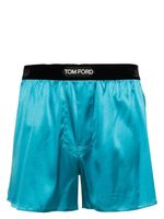 TOM FORD logo-waistband satin boxers - Bleu