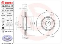 Remschijf BREMBO, Remschijftype: Binnen geventileerd, u.a. für Renault