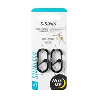 Nite Ize Uniseks – G-Series DUAL Chamber Carabiner, voor volwassenen, zwart, maat 1