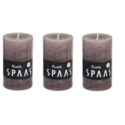 3x Rustieke kaarsen taupe 5 x 8 cm 17 branduren sfeerkaarsen - Stompkaarsen 3x Rustieke kaarsen taupe 5 x 8 cm 17 branduren sfeerkaarsen - Stompkaarsen