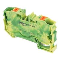 2210-1207 | Wago 2-CONDUCTOR GROOND TERMINAL BLOK MET PUSHBOTON 10 MM?, GROEN-GEEL