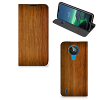 Nokia 1.4 Book Wallet Case Donker Hout - thumbnail