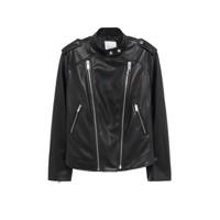 Violeta by Mango imitatieleren bikerjack zwart