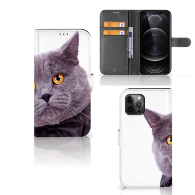 Apple iPhone 12 Pro Max Telefoonhoesje met Pasjes Kat Apple iPhone 12 Pro Max Telefoonhoesje met Pasjes Kat