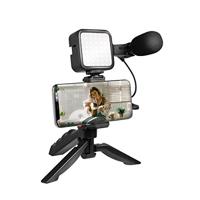 LogiLink Vlogger Kit met ledlicht (36 leds), shotgun-microfoon + statief, voor smartphones van 4,7-7 inch, zwart