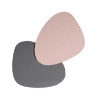 Jay Hill Onderzetters - Vegan leer - Grijs / Roze - Organic - dubbelzijdig - 13 x 11 cm - 6 Stuks