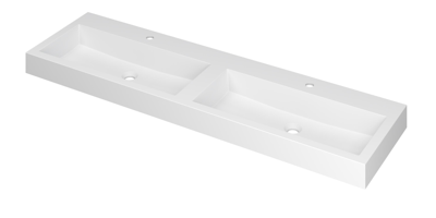 INK® Momento wastafel polystone dubbel met 2 kraangaten 160 x 9 x 45 cm, mat wit INK® Momento wastafel polystone dubbel met 2 kraangaten 160 x 9 x 45 cm, mat wit