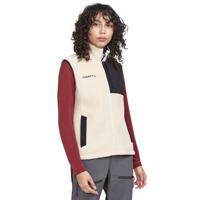 Craft ADV Explore Pille Fleece Vest voor dames, M, ecru zwart, warm fleece vest voor dames, borstzak en zijzakken met ritssluiting, damesvest van gerecycled polyester, beige, M