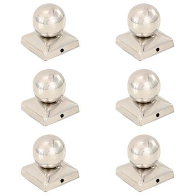 vidaXL Paalkappen 6 st bol 71x71 mm roestvrij staal vidaXL Paalkappen 6 st bol 71x71 mm roestvrij staal