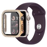 Strass Decoratief Apple Watch SE (2022)/SE/6/5/4 Cover met Screenprotector - 44mm - Goud - thumbnail