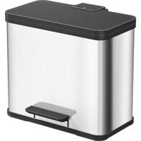 Hailo öko duo plus L 0630-200 Afvalbak 26 l RVS (b x h x d) 470 x 430 x 340 mm Zilver, Zwart Met voetpedaal 1 stuk(s)