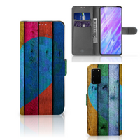 Samsung Galaxy S20 Plus Book Style Case Wood Heart - Cadeau voor je Vriend - thumbnail