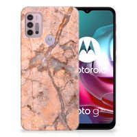 Motorola Moto G30 | G10 TPU Siliconen Hoesje Marmer Oranje - thumbnail