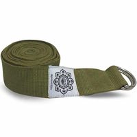 Katoenen Yoga Riem Olijfgroen met D-Ring - 248 cm - thumbnail