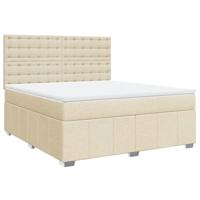 vidaXL Boxspring met matras stof crèmekleurig 180x200 cm, boxspring, ledikant, bedframe, bed, boxspring bed, bedbodem, seniorenbed, senioren bed