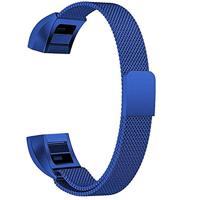 By Qubix - Compatible met Fitbit Alta HR Milanese bandje - Maat: Large - Blauw - Compatible fitbit bandje