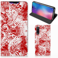 Mobiel BookCase Xiaomi Mi 9 Angel Skull Rood