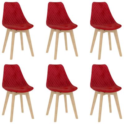 Vidaxl Eetkamerstoelen 6 St Fluweel Rood