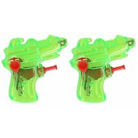 2x Stuks mini waterpistolen groen 7 cm