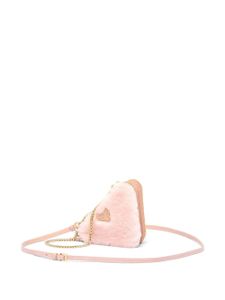 Prada mini sac à bandoulière en peau lainée - Rose