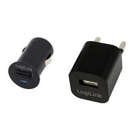 LogiLink PA0076 USB-reisadapter set zwart