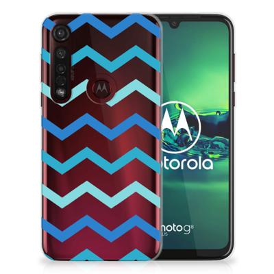 Motorola Moto G8 Plus TPU bumper Zigzag Blauw