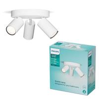 Philips Idris Spot - Plafondspot - Spatwaterdicht IP44 - Zwart - Wit - Badkamerlamp - Drie lichtpunten - Ronde basisplaat - Alleen geschikt voor LED spots