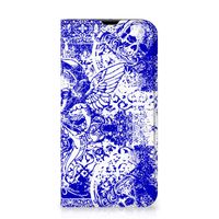 Mobiel BookCase iPhone 13 Pro Angel Skull Blauw - thumbnail