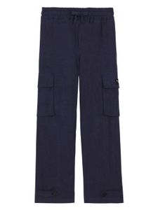 Dolce & Gabbana Kids pantalon droit à logo appliqué - Bleu