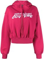 Versace Jeans Couture hoodie crop à logo brodé - Rose