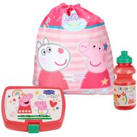 Peppa Pig lunchbox set voor kinderen - 3-delig - roze - kunststof - incl. gymtas/schooltas - thumbnail