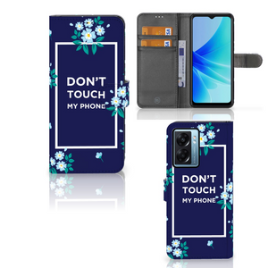 OPPO A77 5G | A57 5G Portemonnee Hoesje Flowers Blue DTMP