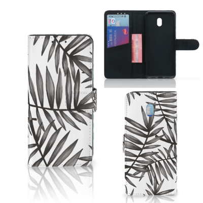 Xiaomi Redmi 8A Hoesje Leaves Grey Xiaomi Redmi 8A Hoesje Leaves Grey