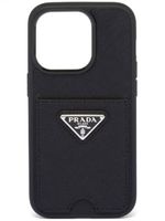 Prada coque d'iPhone 14 Pro en cuir Saffiano - Noir