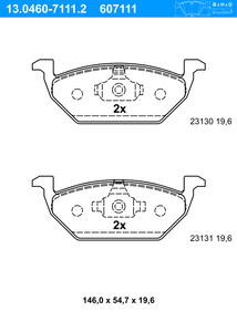 Remblokkenset, schijfrem ATE, u.a. für Seat, Audi, VW, Skoda