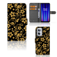 OnePlus Nord CE 2 Hoesje Gouden Bloemen