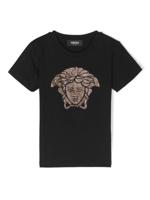 Versace Kids T-shirt met Medusa logo verfraaid met stras - Zwart