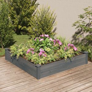 Plantenbak verhoogd met voering 120x120x25 cm vurenhout grijs