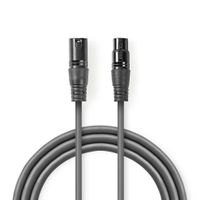 Nedis COTH15012GY15 Digitale Dmx-kabel 110 Ohm Xlr 3-pins Male - Xlr 3-pins Female 1,5 M Grijs