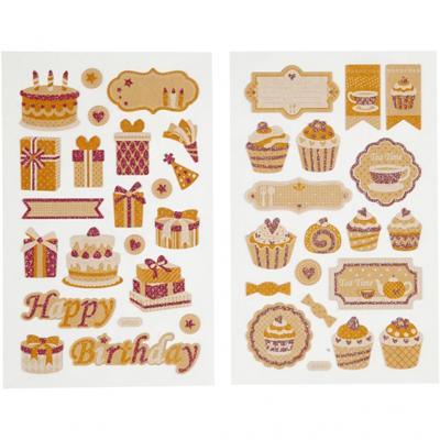 Creotime stickers verjaardag en cupcakes 4 vellen 16 x 10 cm 78 stuks