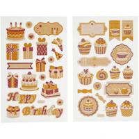 Creotime stickers verjaardag en cupcakes 4 vellen 16 x 10 cm 78 stuks