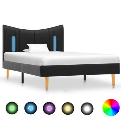 vidaXL Bedframe met LED kunstleer zwart 90x200 cm vidaXL Bedframe met LED kunstleer zwart 90x200 cm