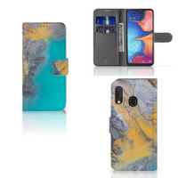 Samsung Galaxy A20e Bookcase Marble Blue Gold - thumbnail