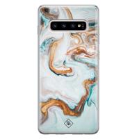 Samsung Galaxy S10 Plus siliconen hoesje - Marmer blauw goud