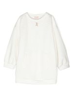 Elisabetta Franchi La Mia Bambina robe mi-longue à motif monogrammé - Blanc